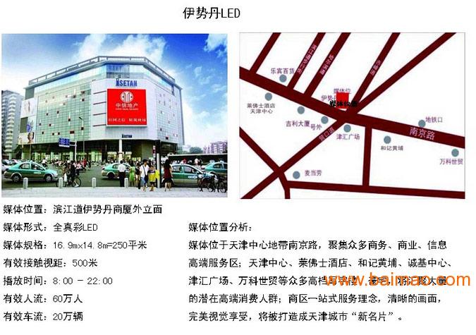 天津南京路上LED户外大屏广告投放招商热线电