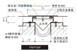 地面铝合金,不绣钢建筑变形缝伸缩缝fm金属盖板型