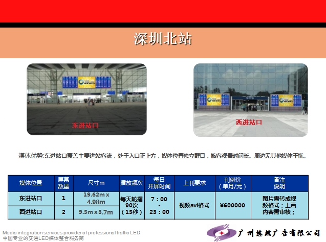 广州南站深圳北站高铁LED广告,广州南站深圳
