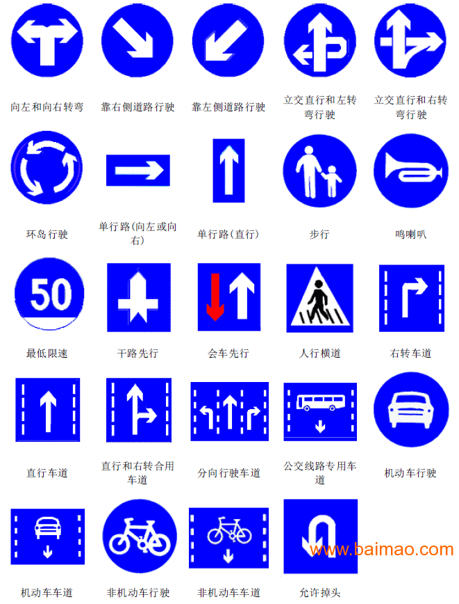 辅助标志,告示标志等边框和衬边除个别标志外,标志边框的颜色与标志的
