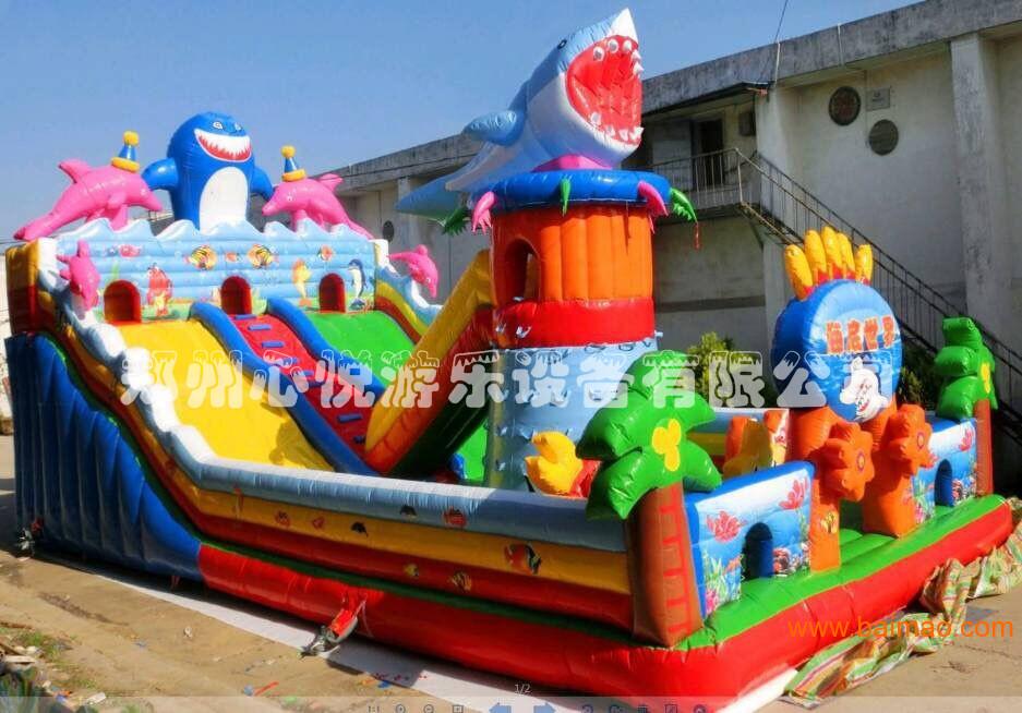 广东大型充气滑梯/2016年新款大鲨鱼充气滑梯玩具
