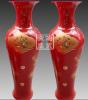 中国红陶瓷花瓶，喜庆陶瓷装饰品