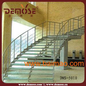室内弧形不锈钢凯莱双龙骨楼梯DMS-5010