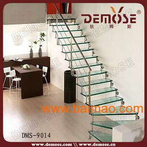 狄姆斯不锈钢拉丝栏杆钢玻璃楼梯DMS-9015