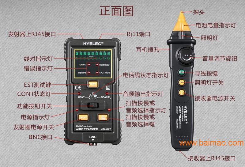 华谊MS6816多功能寻线仪 电话线网线查线器