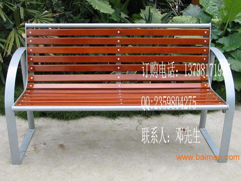 防腐木公园椅、铸铁实木长凳、花园休闲长椅