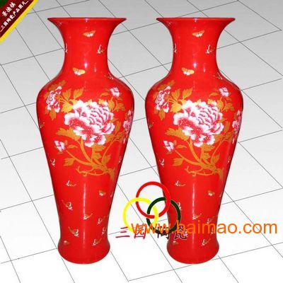 中国红落地牡丹大花瓶