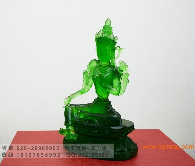 琉璃绿度母佛像，北京琉璃佛像批发，厦门琉璃工艺品