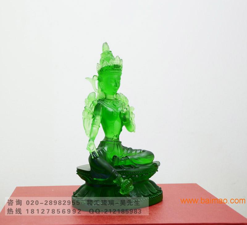 琉璃绿度母佛像，北京琉璃佛像批发，厦门琉璃工艺品