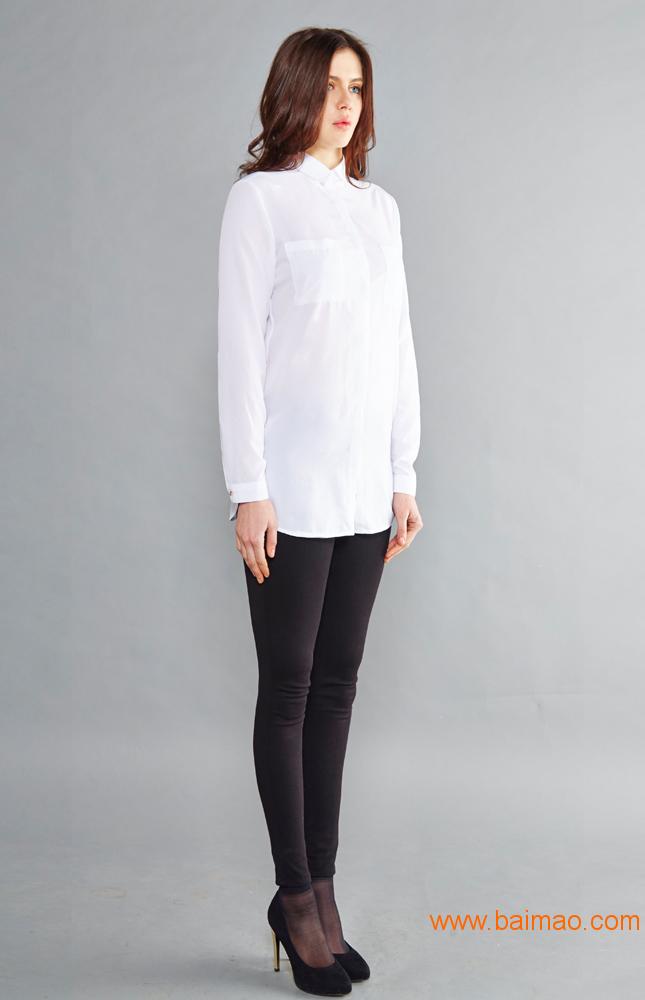 女衫定制--白色小方领休闲衬衫--女装定制