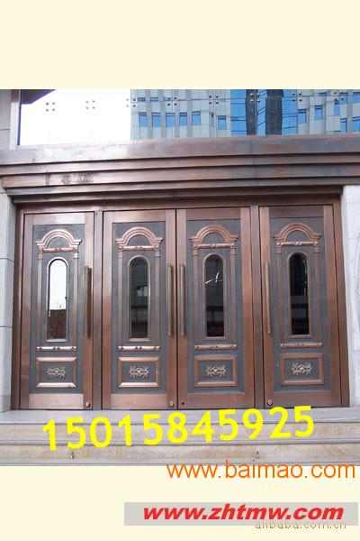 佛山供应红古铜玻璃地弹簧铜大门、不锈钢欧式铜门价格