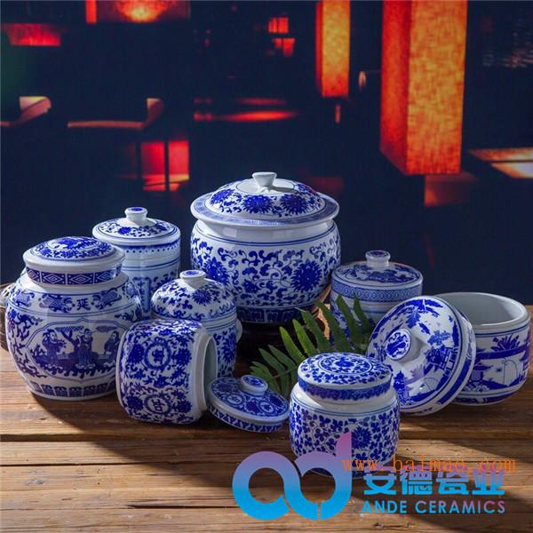 青花瓷茶叶罐，粉彩瓷茶叶罐，大号陶瓷茶叶罐