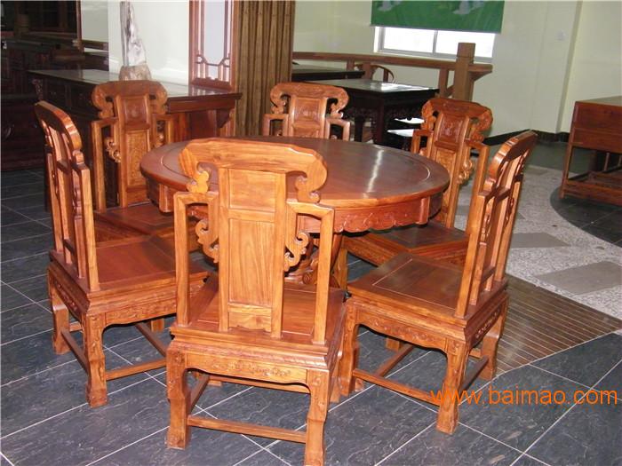 120圆台配祥和餐椅-古典家具-红木圆台餐椅-**