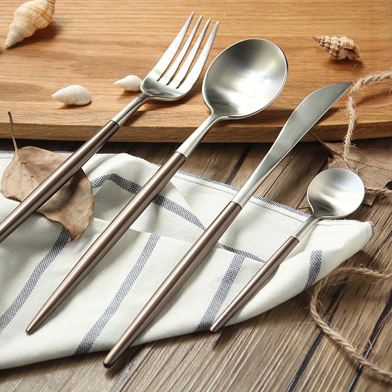 葡萄牙同款系列咖啡色不锈钢餐具 不锈钢西式刀叉餐具