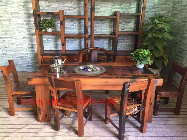 老船木家具茶桌椅组合 功夫茶几古典艺术实木茶几
