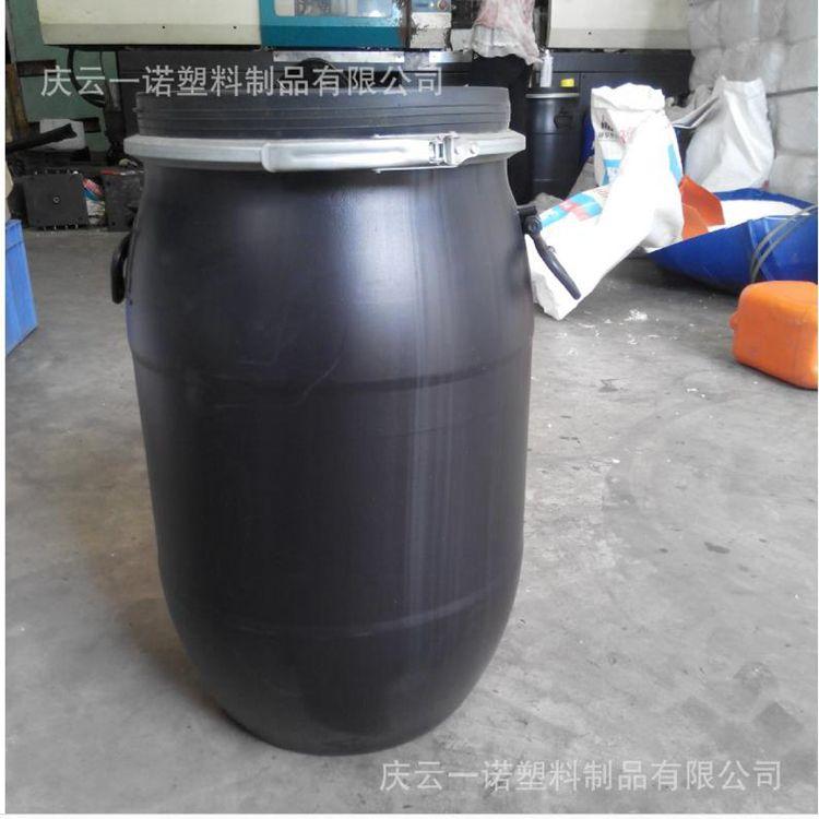 60升法兰桶60公斤大口塑料罐60kg抱箍桶