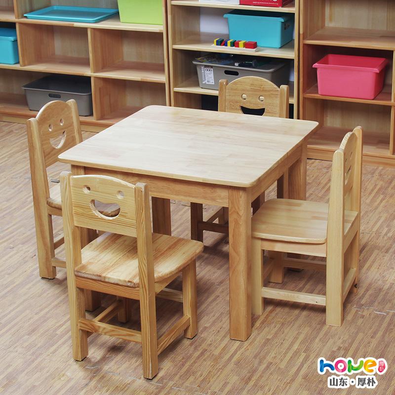 橡木幼儿园桌椅 幼教四人方桌