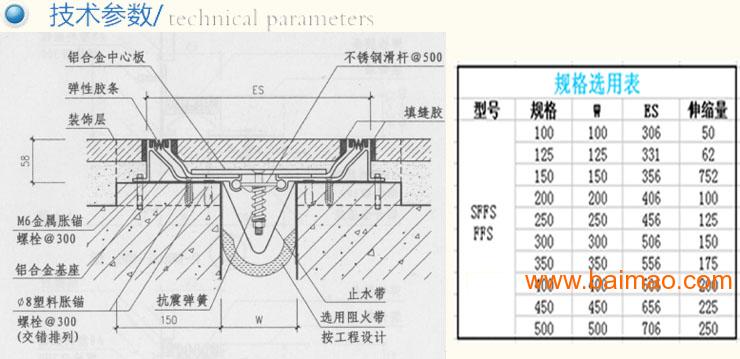 地面建筑铝合金地坪变形缝伸缩缝sffs抗震型装置