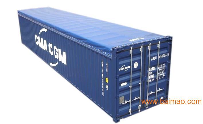 开顶集装箱,篷布软顶,后端顶梁可打开,便于装卸