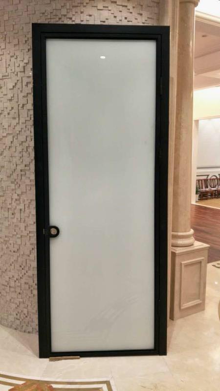 窄边黑框玻璃平开门铝合金极简室内门定制