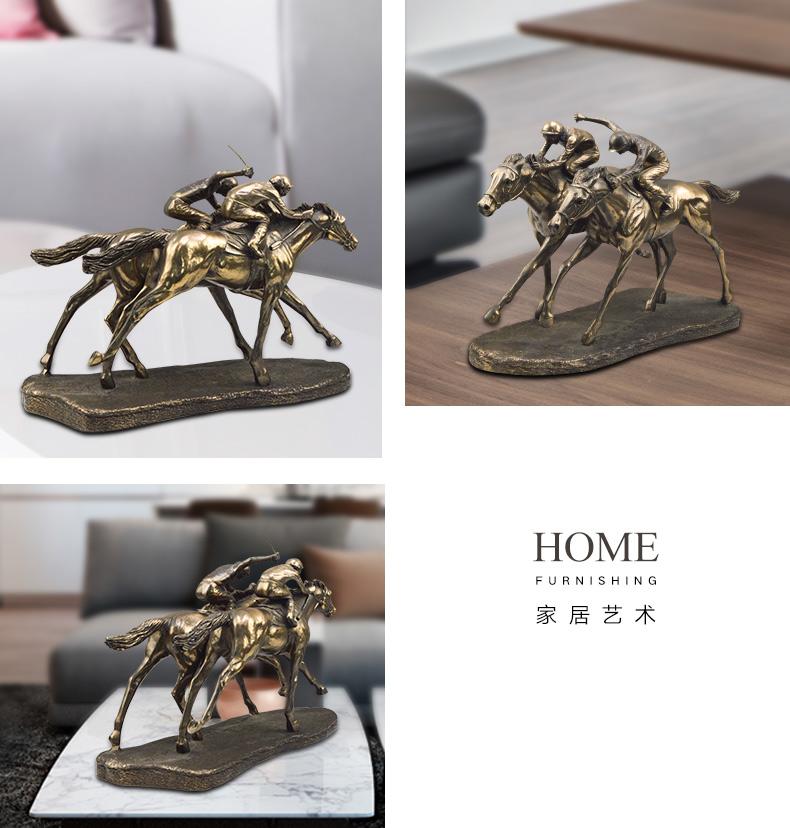 欧式创意家居玄关客厅办公室动物马摆件新款冷铸铜工艺