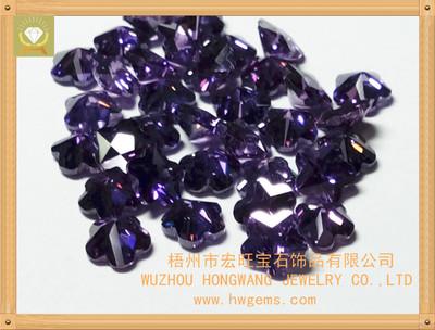 梅花形 紫色锆石梧州宏旺宝石厂家批发首饰饰品裸石配