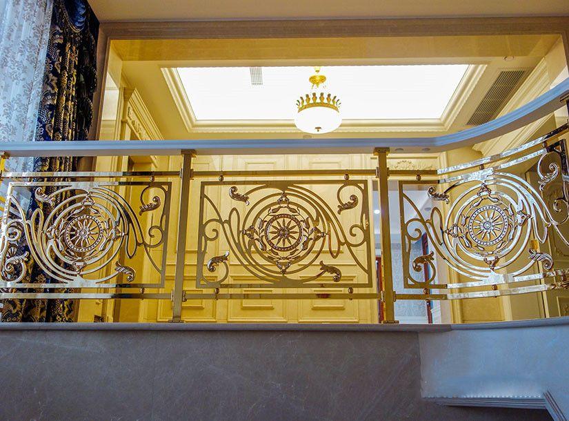别墅室内铝艺楼梯扶手设计方案 欧式铝艺雕花扶手选购