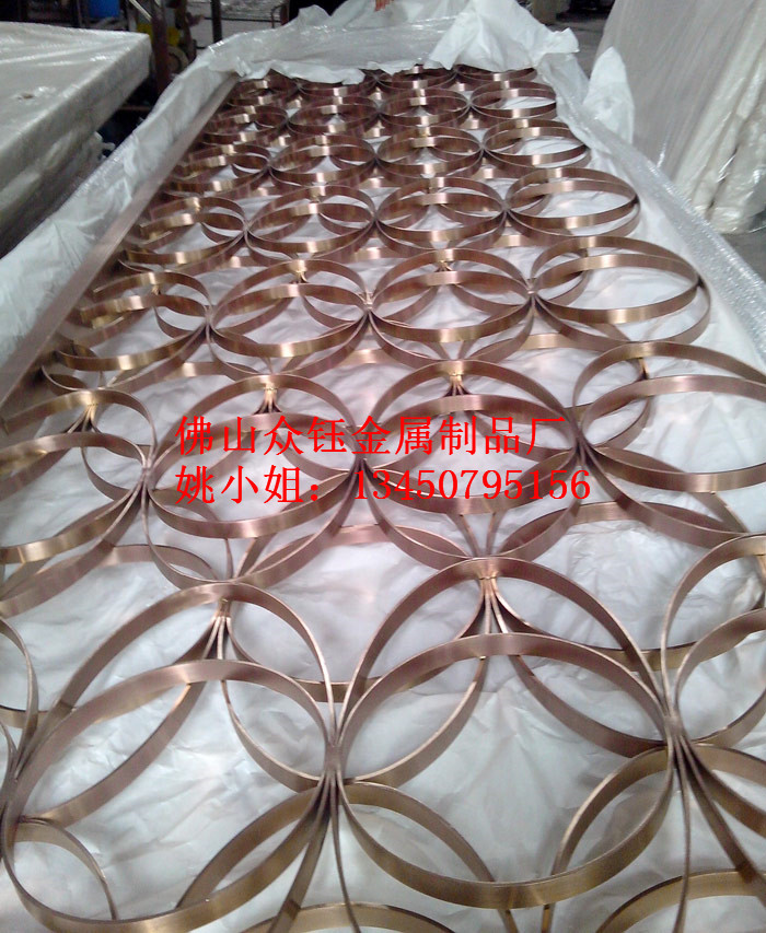 众钰生产304不锈钢方管焊接红古铜花格屏风