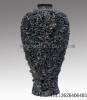 浮雕梅瓶，**黑陶**，正宗龙山黑陶工艺品