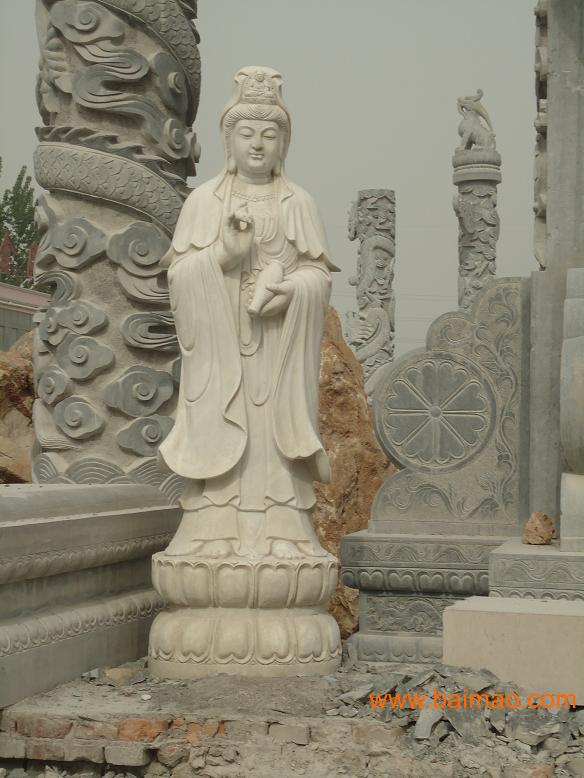 石雕观音菩萨,人物石雕像,嘉祥石雕