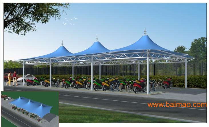 湖北荆州旗彩膜结构车棚自行车棚景观车棚