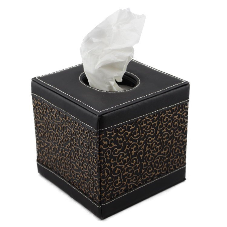 酒店皮具正方形纸巾盒