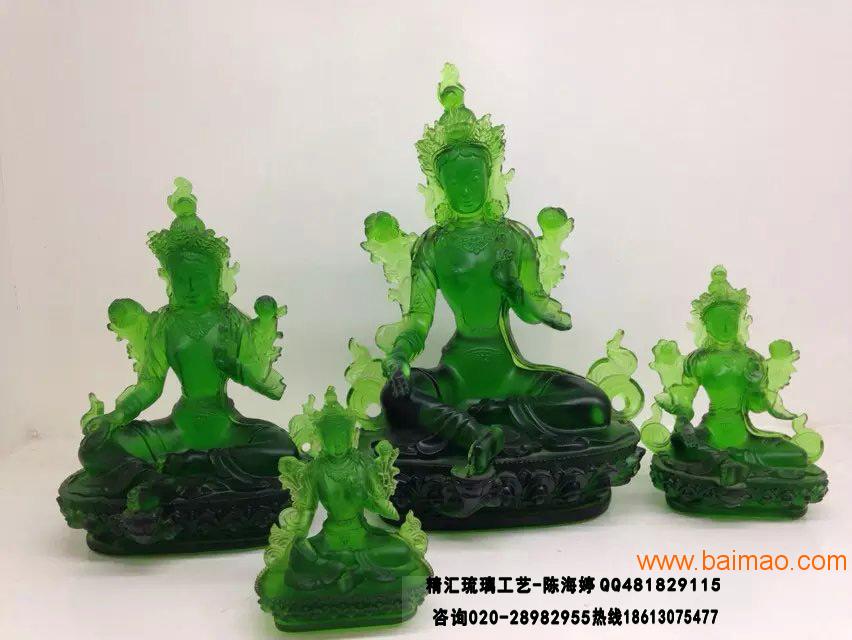 北京绿度母佛像定做批发 四臂观音琉璃佛像生产厂家