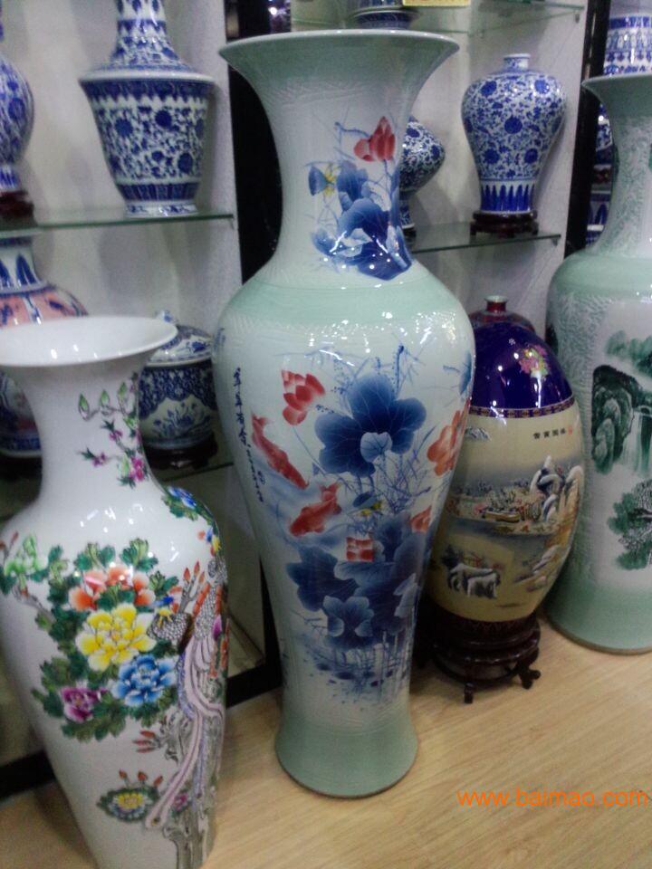 落地花瓶 景德镇陶瓷器现代中式客厅装饰品珐琅彩落地