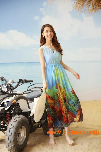 杭州厂家长期供应时尚海边度假雪纺波西米亚沙滩长裙