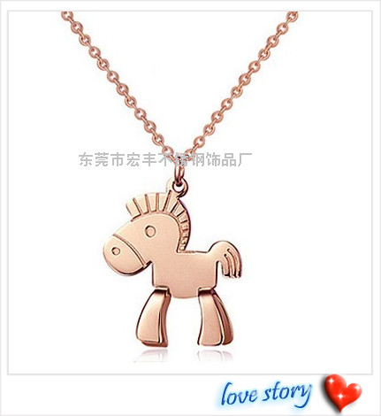 小马项链 韩国版时尚锁骨链钛钢