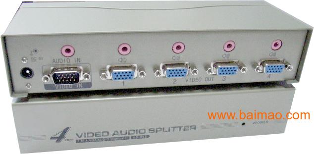 朗讯VGA分配器带音频1分4 VGA视频音频分屏器