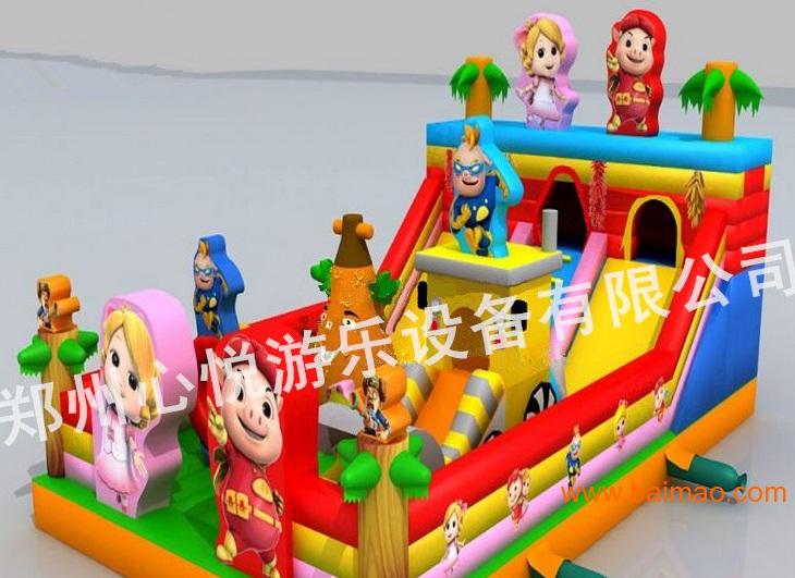 郑州新款儿童充气滑梯 猪猪侠充气大滑梯让您拥有快乐