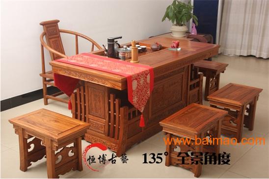 新款 茶桌椅组合实木仿古中式家具 榆木功夫茶桌