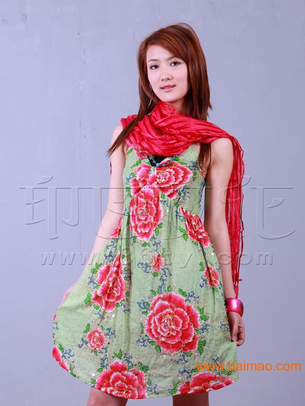 印巴文化 彩花时尚钉珠裙