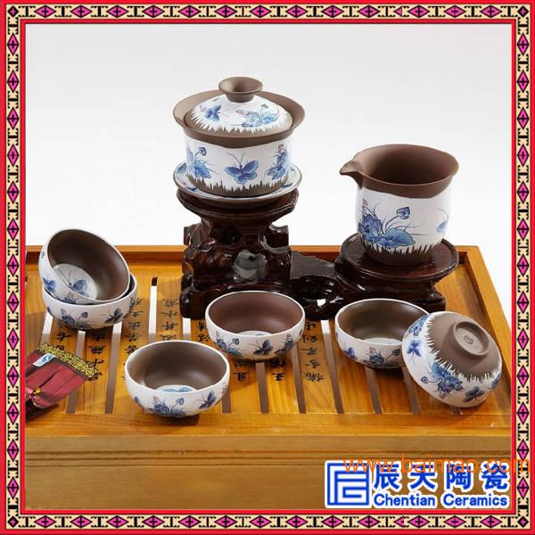 陶瓷日用经典茶具套装生产   精美青花花卉工艺茶具