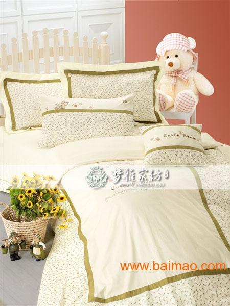 深圳儿童床上用品，儿童纯棉绣花四件套，卡通床上用品
