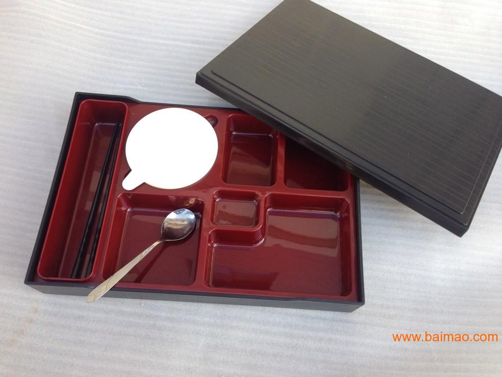 仿木特大号黑色套餐盒A9-40带碗筷勺餐厅餐具**
