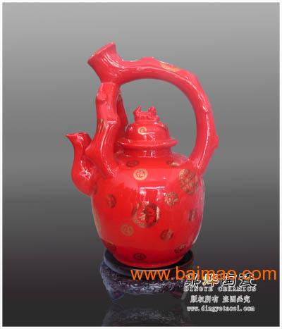 景德镇陶瓷厂家**生产中国红陶瓷花瓶工艺品 陶瓷摆