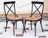 海德利美式乡村复古做旧餐椅 实木铁艺背叉椅客厅餐厅