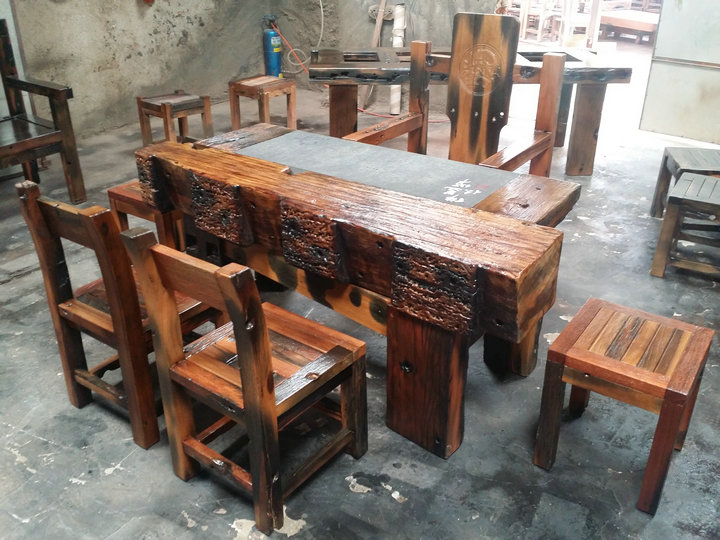 老船木茶桌沉船木茶几经典客厅阳台功夫泡茶台实木茶桌