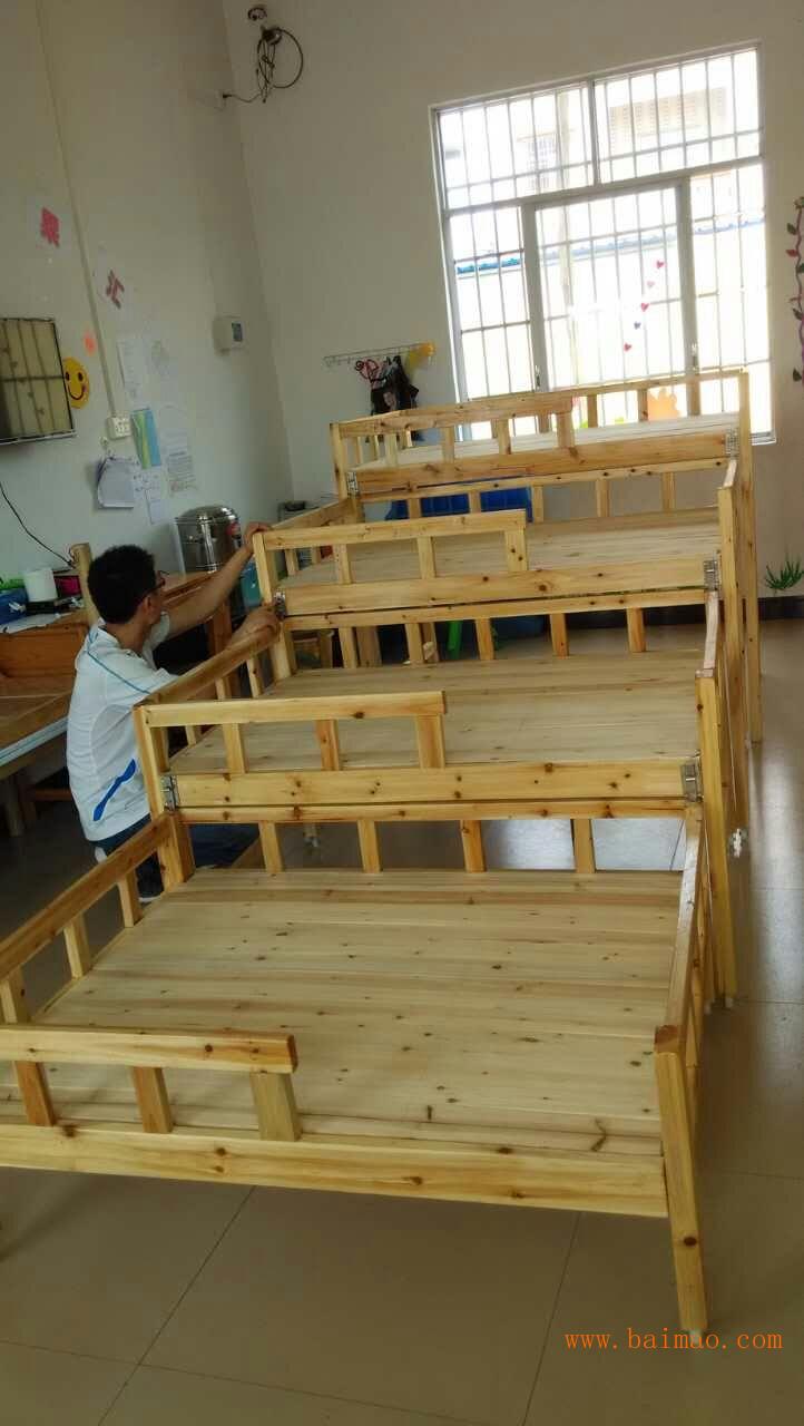 厂家幼儿园多人午睡床四层推拉实木床儿童床批发定做
