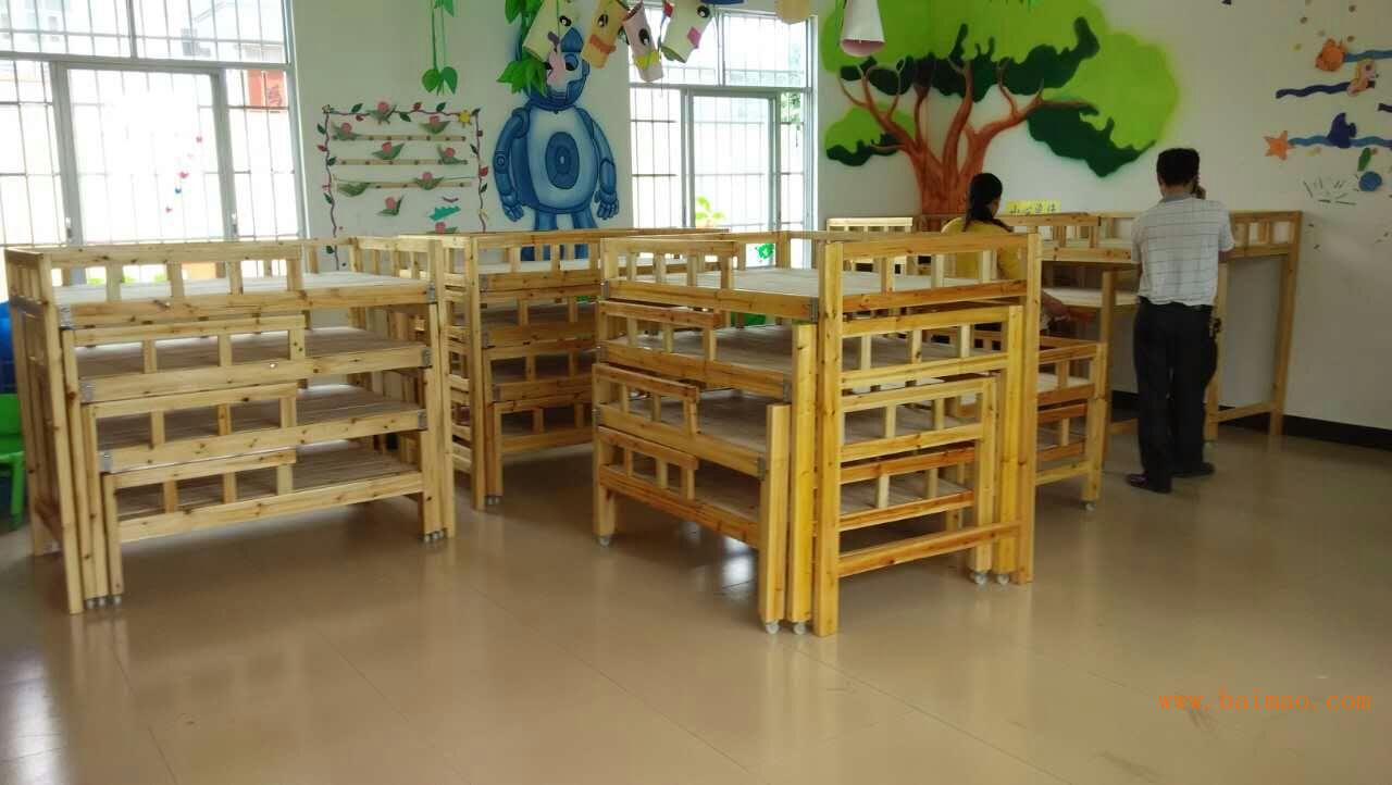 厂家幼儿园多人午睡床四层推拉实木床儿童床批发定做