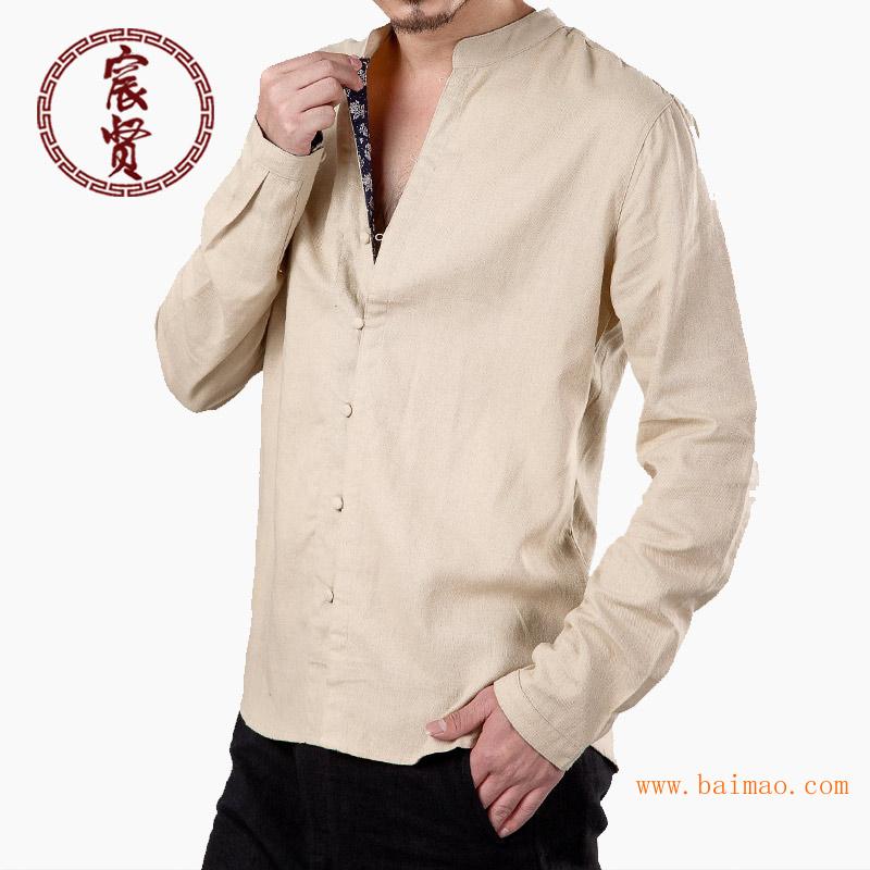 夏季新款原创中国民族风男士衬衫中式复古居士服男装男