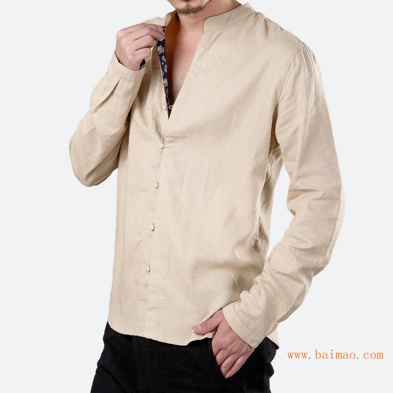 夏季新款原创中国民族风男士衬衫中式复古居士服男装男